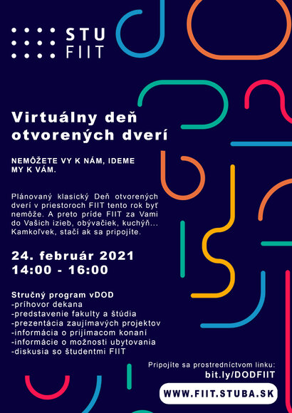 Pozvánka na virtuálny deň otvorených dverí FIIT STU dňa 24.2.2021