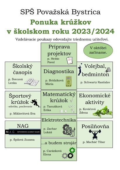 Ponuka krúžkov v školskom roku 2023/2024