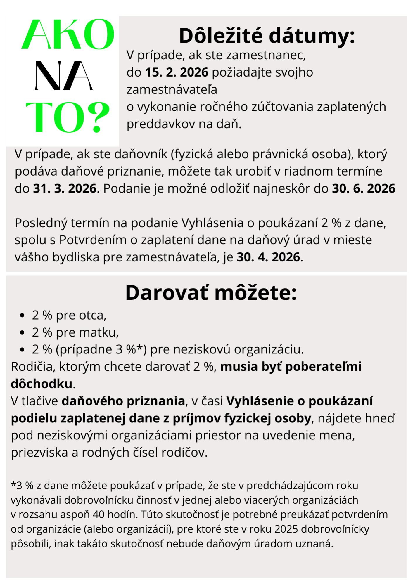 Darujte nám 2 % z Vašich daní